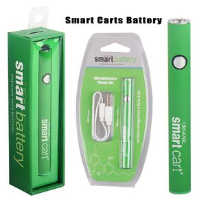 5pcs inteligente Carrinho orgânica premium Vape Battery mAh Pré aqueça Voltage Variable carga inferior com USB Charger SmartCart Thick Oil e cigs