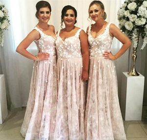 Spets brudtärna klänningar 2019 en linje sommarland trädgård formell bröllopsfest gästpige av ära klänningar plus storlek skräddarsydda