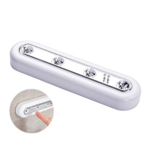 Indoor Sensor Touch lights White Cordless Batteries Under Cabinet Push Tap Stick Lamp On 4 LED Night Light Emergency Working