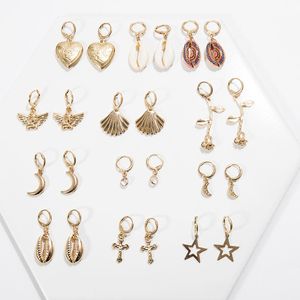 Koreanische Natürliche Shell Scallop Ohrringe Süße Neue Mode Böhmischen Sterne Rose Blume Hoop Ohrringe Frauen Sommer Schmuck