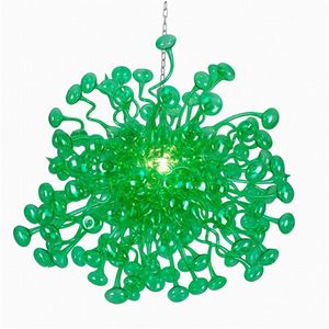 100% Mouth Blown Pendant Lamps CE UL Certification Borosilicate Murano Style Glass Dale Chihuly Art Bright Green Glass Chandelier Flowers Luxury Fixture