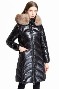 2024 Down Jacket Woman Winter Coat Mo Big Fox Päls krage långt stycke förtjockande smal varm huva för kvinnlig