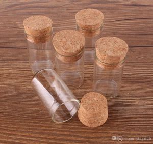 Bottiglie di vetro 10ml misura 24 * 40mm Provetta piccola con tappo di sughero Bottiglie di spezie Contenitore Vasi Fiale Fai da te 100 pezzi
