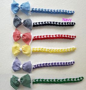 Lady girl women Synthetic hair Bun wraps bows clips Ponytail Holder gingham plaid Donut Ring Head Wrap Hairband Headbands 50pcs PD020
