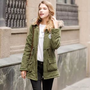 Fashion-New Fall Damska Ciepła Kurtka Z Kapturem Z Futerkowym Kołnierzem Parki Długa Sekcja Casual Odzież Odzież Kobiety Slim Moda Outfit