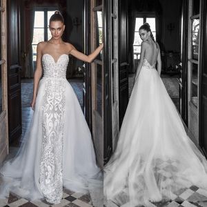 Berta 2019 Abiti da sposa a sirena Sweetheart Lace Backless con treno staccabile Abiti da sposa Plus Size Abito da sposa da spiaggia