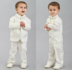 Fildişi küçük Boys resmi Giyim ceket pantolon 3 parça set düğün yemeği için Suits çocuk Smokin