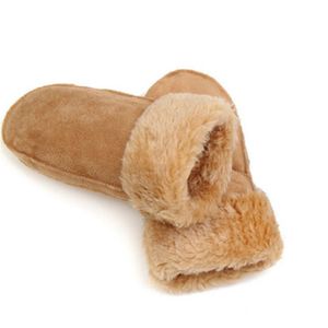 Мода-Warm Женщины неподдельной овчины Кожа Shearling меха Теплые перчатки Solid Color