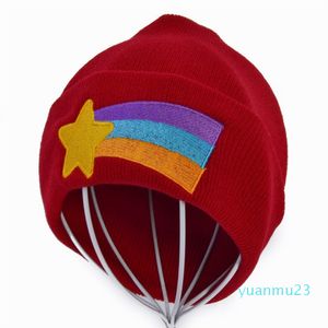 Großhandels-KLIMA Mädchen Frauen Winter Warme Mütze Gravity Falls Dipper Mabel Pines Rote Strickmütze Shooting Star Anmation Schöne rote Acrylmütze