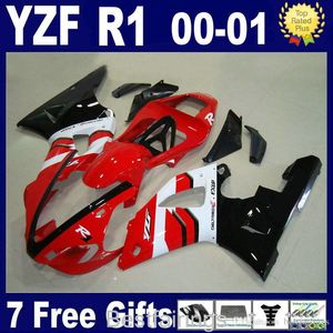 ZXMotor Hot Sale Fairing Kit för Yamaha R1 2000 2001 Svart Vit Röd Fairings YZF R1 00 01 FD15