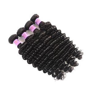 I capelli umani vergini brasiliani di colore naturale Deep Wave tesse le estensioni di trame di capelli non trattati 8-28 pollici DHL Free