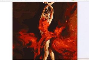 Fashion Fire Ballet Dancer DIY Digital Painting By Numbers Kit Coloring Painting By Numbers Wall Art Picture for Wall Artwork