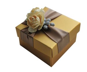 Элегантная золотая конфетная коробка с золотой розой и лентой свадьба подарочная вечеринка