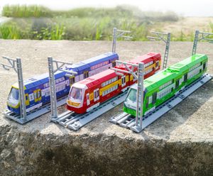 KW Diecast Alloy Double Deck Subway Model Toy, Magnetic Connection with Track, Sound& Lights, Pull Back, Ornament Xmas Boy Gift, MS901-2,2-1