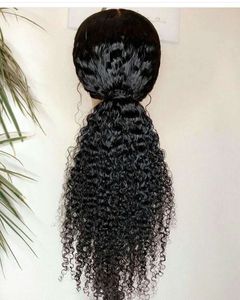 Afro Kinky Curly Penytails Virgin Hair Extensions för Svarta Kvinnor Natur Hår Brasiliansk Virgin Clip Hair Drawstring Ponytail Förlängning 120g