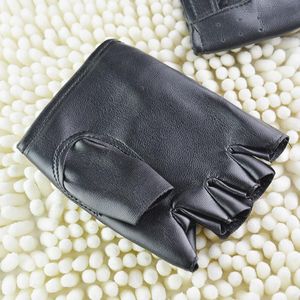 Fashion-1 Paar Unisex Schwarz PU Leder Fingerlose Handschuhe Feste Weibliche Halbfinger Fahren Frauen Männer Mode Transport Motor Punk Handschuhe