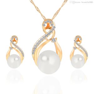 Wholesale pearl jewelry sets for wedding for sale - Group buy Trendy Simulated Pearl Jewelry Sets For Women Romantic Wedding Gold Silver Color Earrings Necklaces Bijoux collier brincos
