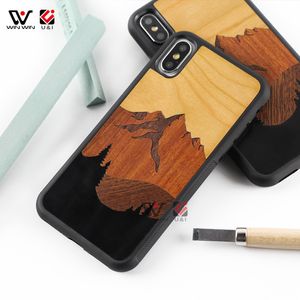 Custodie per telefoni Amazon più vendute per iPhone 6 7 8 11 12 Pro X XS XR Max 2021 Mount Wood TPU Impermeabile LOGO personalizzato Cover posteriore