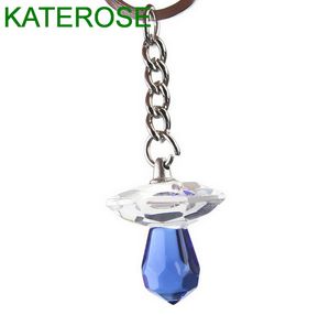 50PCS Blue Crystal Pacifier Key Chain Favors Baby Boy Party Present Birthday Souvenir Keychain in Gift Box