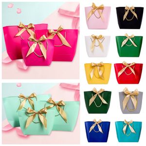 Paper Gifts Bags With Handles Pure Color 11 Colors Clothes Shoe Shopping Bag Gift Wrap 3 Sizes DHL WX9-1751