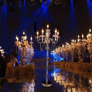 10 pcs/lot 31" gold &sliver 6 arm candelabra centerpiece with flower bowl for wedding decor