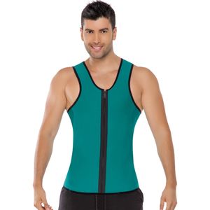 2 Color Plus Size Men's Neoprene Sweat Corset Slimming Vest Body Shaper Zipper Sauna Tank Tops Workout Shirt for Weight Loss