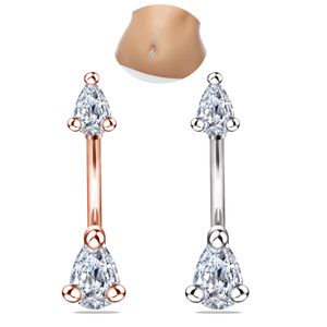 Navelklockknapp ringer Piercing för kvinnor Zircon Silver Rose Gold Color Geometric Surgical Steel Summer Beach Fashion Body Jewelry