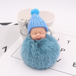 15 sztuk / partia Boutique Cute Sleeping Doll Key Chain Lady Pluszowe Torba Akcesoria Samochodowe Prezent Ślubny Pamiątkowe Giveays Guests Charm Breloki