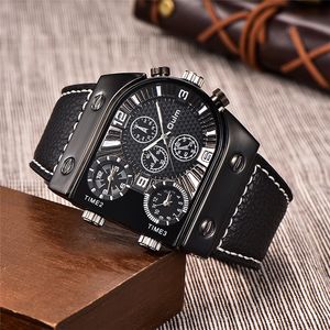 Luxury Brand Oulm Watch Quartz Sports Men Leather Strap Watches Casual Male Military Wristwatch Dropshipping relogio masculino LY191213