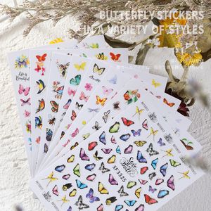 3D Butterfly Nail Art Stickers Zelfklevende Sliders Nail Transfer Decals Foils Wraps Decoraties DIY Manicure Accessoires F699