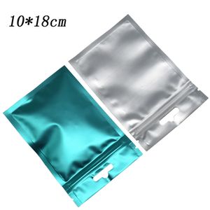 10 * 18cm 100pcs / lot Matte superfície azul Mylar Foil pacote de saco de plástico com geada Limpar Front Zip fechamento Grocery calor selável Poly Bags