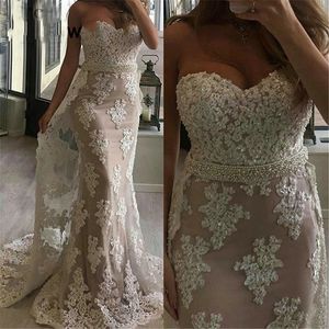 Lindo Laço Applique Pérolas Frisado Formal Vestidos de Baile 2019 Trem Destacável Sem Alças Sem Encosto Elegante Vestidos de Noite Ocasião Especial