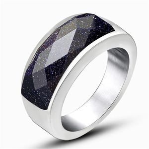 Wholesale black onyx engagement rings resale online - Women Mens Big Stone Rings l Stainless Steel High Quality Fashion Party Jewelry Engagement Wedding Anniversary Gift Blue Red Black SA084
