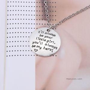 Wholesale daddys girl necklace resale online - Silver Alloy Necklace Women Men Daddy I ll Always Be Your Little Girl you ll Always Be My Hero Heart Pendant Jewelry Collier