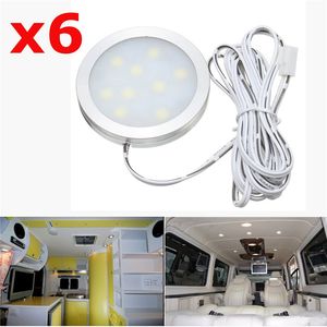 Freeshipping 6PCS 12V 2.5W Bilinteriör LED Spot Lights Slim Flush för VW T4 T5 Transporter / Camper Van Båt Vit