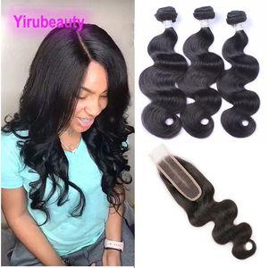 9A Brazilian Mink Unprocessed Human Hair 3 Bundles With 2X6 Lace Closure 4 Pieces/lot Body Wave Bundles With 2*6 Closures Middle Part