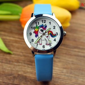 Unicorno bambini cartoni animati Orologi da polso Moda bambini Gelatina ragazzo ragazza Studenti Stile Orologio da polso lancette luminose Orologi in pelle