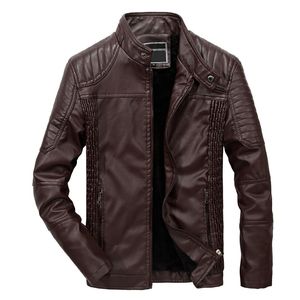 Brand New Leather Jacket Men Autumn Winter Fleece Warm Wool Liner Leather Coat Men Windbreaker Mens Jacket abrigo hombre