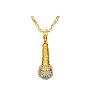 Silver guldfärg mode damens funktion Mikrofon hänge halsband rostfritt stål länk kedja halsband smycken gåva till pojkar tjejer j729