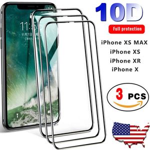 Clear Temple Glass Screen Protector Cover för iPhone XR Xmax 10D Samsung S8, S9.Without Retial Package