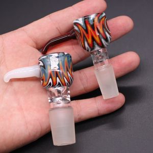 Narghilè Parrucca Wag Ciotola di vetro con manico Testa colorata Bong Bowl Pezzo 14mm 18mm Accessori per fumatori maschili per impianti di pipa ad acqua