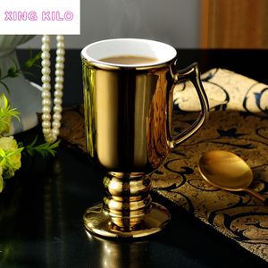 Xing kilo irländsk gyllene kaffekopp Nordic Golden Ceramic Cup Royal Court Gold Cup Julklapp Semestergåva T191024