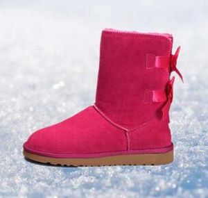 Botas femininas botas de neve tornozelo tornozeira curta mini austrália joelho de joelho altura Bailey arco preto cinza castanha vermelha quente wgg