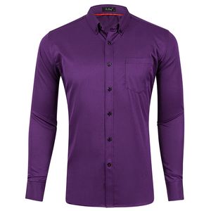 Purple Men's Dress Shirt Slim Fit Long Sleeve Chemise Homme Non Iron Easy Care Formal Shirt For Men GD30