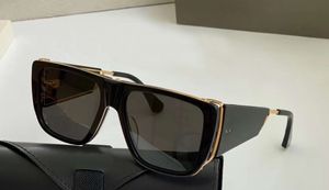 Quadratische Sonnenbrille 127 Gold Schwarz Graue Linse Flache Sonnenbrille Unisex Sonnenbrille Gafas de Sol Neu mit Box