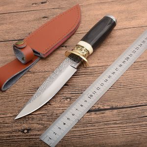 1 Stücke Neue Outdoor Survival Jagdmesser High Carbon Stahl Drop Point Klinge Ebenholz Griff Feststehende Messer Mit Leder scheide