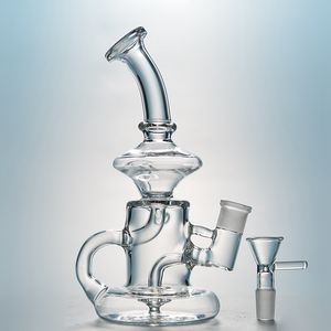 Klein Tornado Recycler Dab Rig With 14mm Joint Thick Glass Bongs 7 Inch Small Mini Clear Bong Oil Rigs Glass Water Pipe With Banger