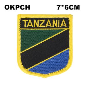 Bandeira da Tanzânia Ferro bordado no remendo bordado remendos emblemas para vestuário PT0173-S