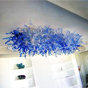 Lamp Blue Ceiling Light 100% Mouth Blown Glass Art Chandelier Indoor Lighting Contemporary Home Decoration Lamps