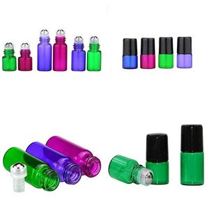 1ml 2ml 3ml Glass Refillable Bottles with Stainless Steel Roller Balls Sample Vial Jar for Essential Oil Perfumes